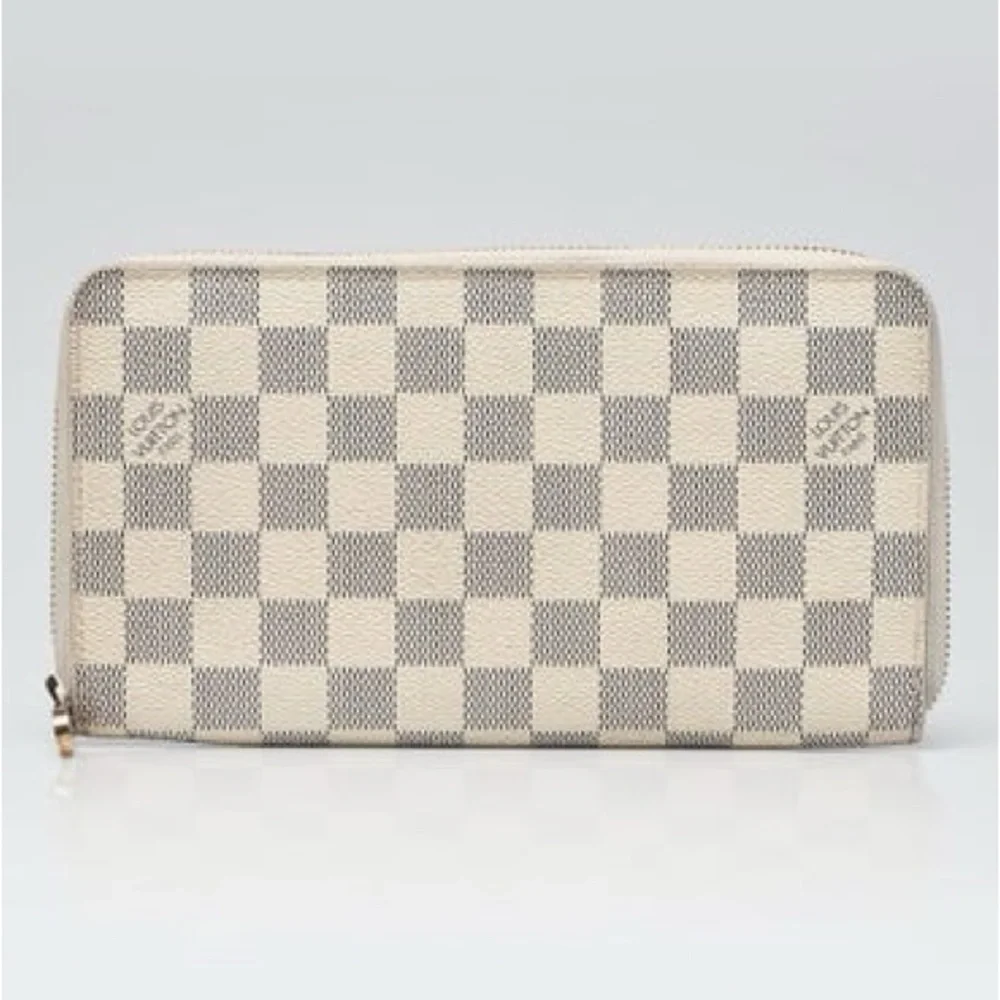 Louis Vuitton Damier Azur Large Zip Around Organizer Wallet White Blanc Travel